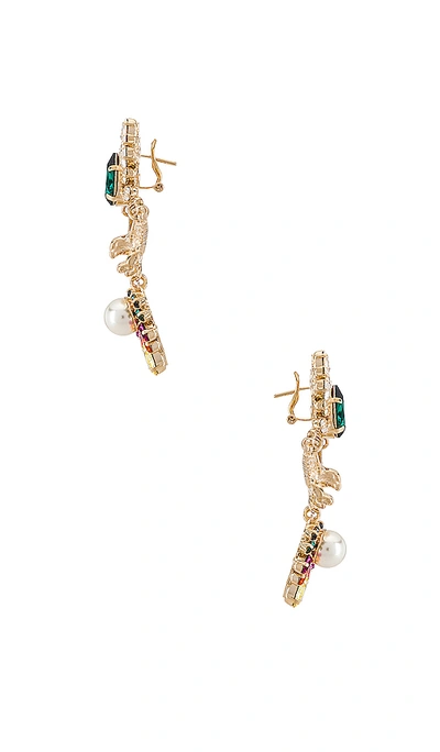 Shop Anton Heunis Crystal Cluster Eagle Pendant Earring In Rainbow & Gold