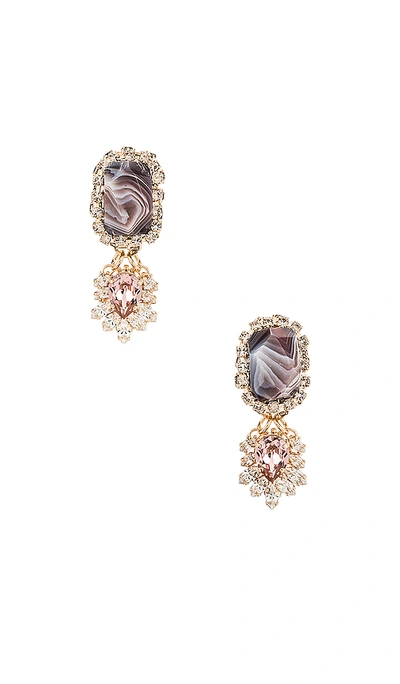 Shop Anton Heunis Agate Strass Fringe Pendant Earring In Pink  Grey & Gold