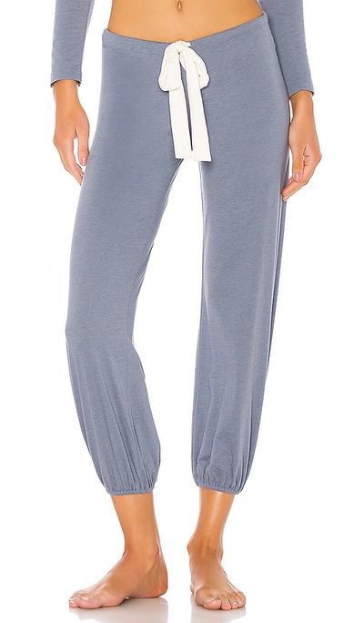 Shop Eberjey Heather Cropped Pant In Oxford Blue