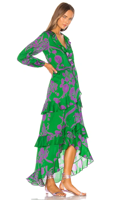 Shop Cynthia Rowley Lanai Ruffle Wrap Dress In Green. In Green & Purple