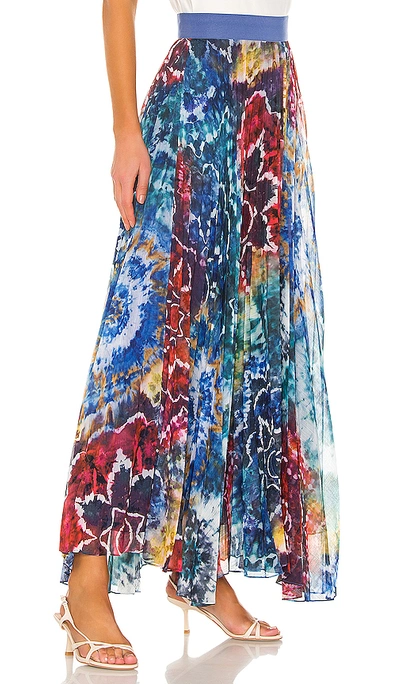 Shop Alice And Olivia Shannon Pleat Skirt In Tie Dye Kaleidoscope