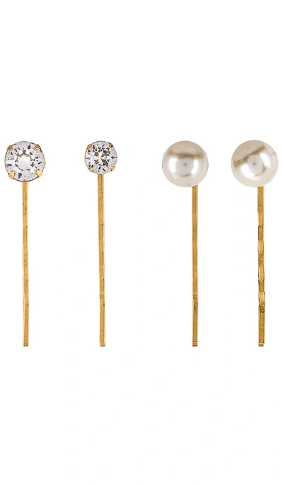 Shop Jennifer Behr Gigi Bobby Pin Set In Metallic Gold. In Crystal Antique Gold