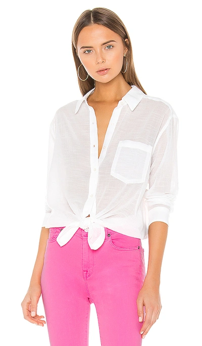 Shop 7 For All Mankind High Low Tie Shirt In Soft White