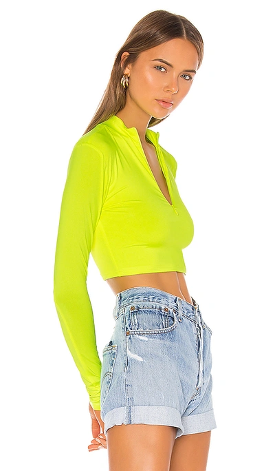 Superdown Nicky Zip Crop Top In Neon Yellow