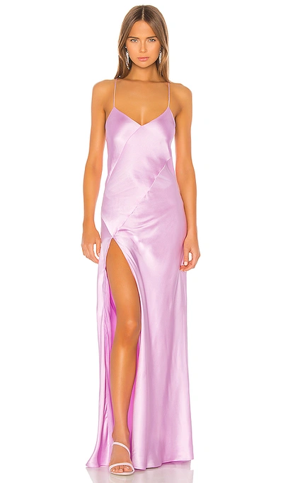 Shop Michelle Mason Bias Gown With Slit In Bubblegum