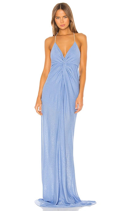 Shop Michelle Mason Twist Gown With Crystal Straps In Ice