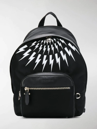 Shop Neil Barrett Lightning Print Backpack In Black
