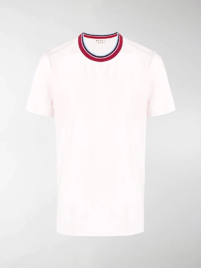 Shop Marni Coloured Stripe Collar T-shirt In Pink