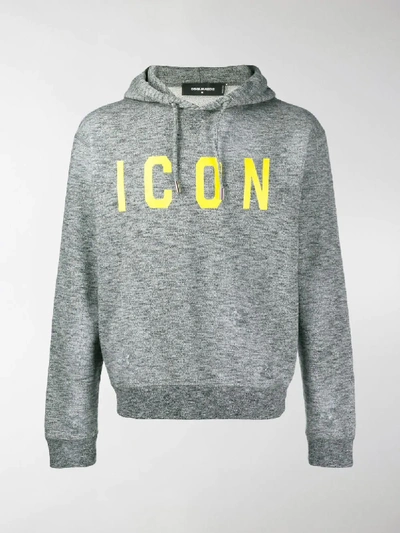 Shop Dsquared2 Icon Print Hoodie In Grey
