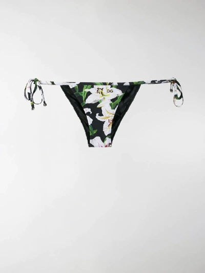 Shop Dolce & Gabbana Lily Print Bikini Briefs In Black