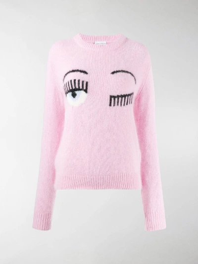 Shop Chiara Ferragni Winking Sweater In Pink