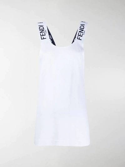 Shop Fendi Logo Strap Tank Top In White