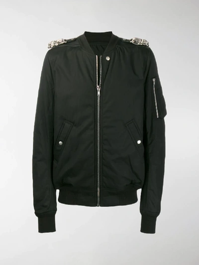 Shop Rick Owens Chain Shoulder Bomber Jacket In Black