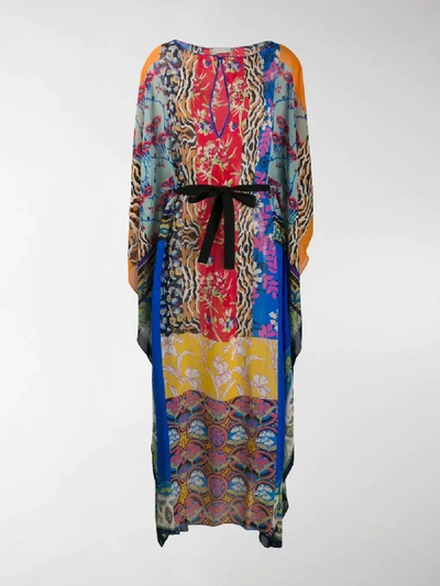 Shop Etro Patchwork Print Kaftan In Blue