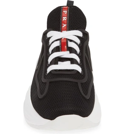 Shop Prada Logo Low Top Sneaker In Black/ White