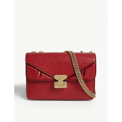 Shop Fendi Bug Leather Shoulder Bag In Red