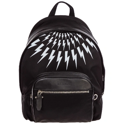 Shop Neil Barrett Thunderbolt Fair-isle Backpack In Nero