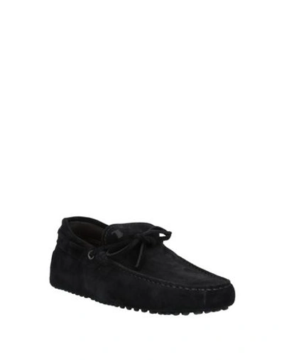 Tod's Black Black Gommini Nubuck Driving Shoes In Black