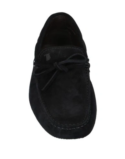 Tod's Black Black Gommini Nubuck Driving Shoes In Black