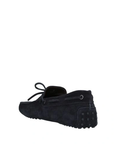 Tod's Black Black Gommini Nubuck Driving Shoes In Dark Blue