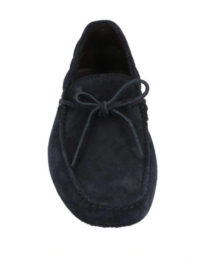 Tod's Black Black Gommini Nubuck Driving Shoes In Dark Blue