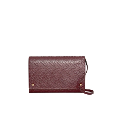 Shop Burberry Monogram Leather Bag With Detachable Strap