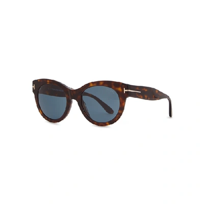 Shop Tom Ford Lou Tortoiseshell Cat-eye Sunglasses In Green And Other