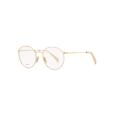 Shop Celine Gold-tone Round-frame Optical Glasses In Gold And Other
