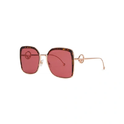 Shop Fendi Square-frame Sunglasses In Red And Other
