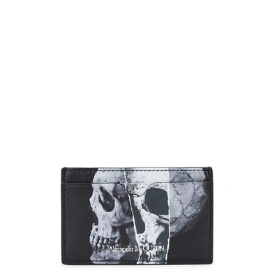 Shop Alexander Mcqueen Black Printed Leather Card Holder