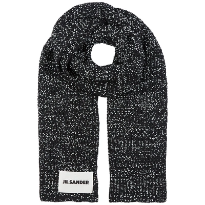 Shop Jil Sander Monochrome Flecked Wool-blend Scarf