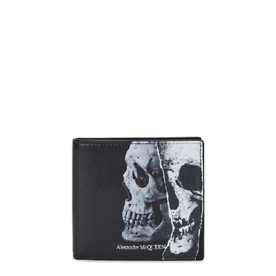 Shop Alexander Mcqueen Black Skull-print Leather Wallet