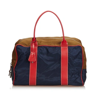 Shop Prada Blue Nylon Travel Bag