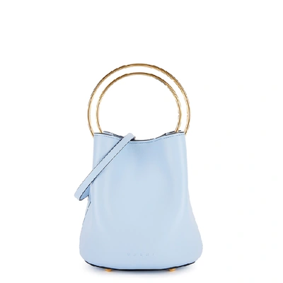 Shop Marni Pannier Small Blue Leather Bucket Bag