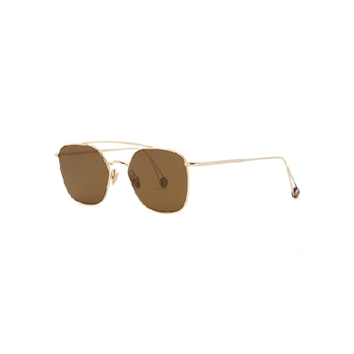 Shop Ahlem Concorde Oval-frame Sunglasses In Brown