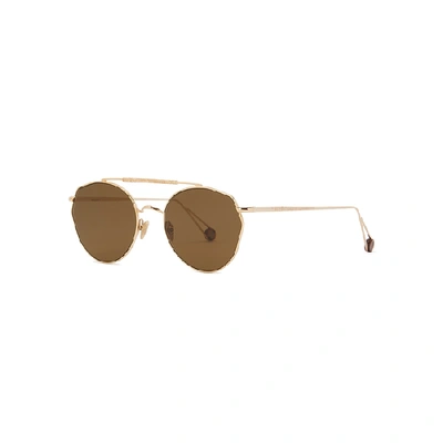 Shop Ahlem Place Carree Round-frame Sunglasses In Brown