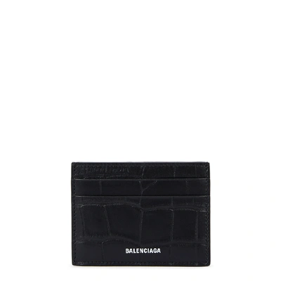 Shop Balenciaga Black Crocodile-effect Leather Card Holder