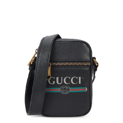 Shop Gucci Black Grained Leather Cross-body Bag