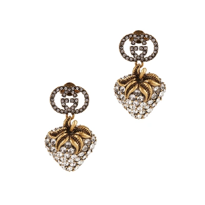Shop Gucci Crystal-embellished Strawberry Earrings