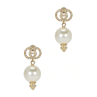 Shop Gucci Crystal-embellished Gg Earrings In Pearl