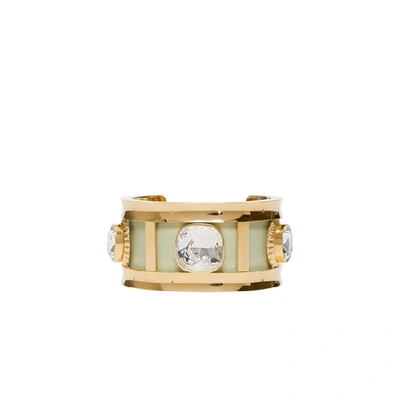 Shop Burberry Crystal Detail Lambskin And Gold-plated Cuff