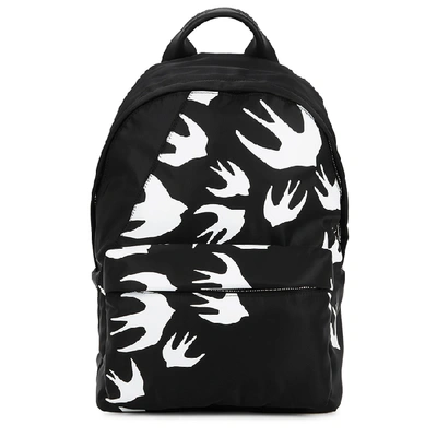 Shop Mcq By Alexander Mcqueen Black Swallow-print Shell Backpack