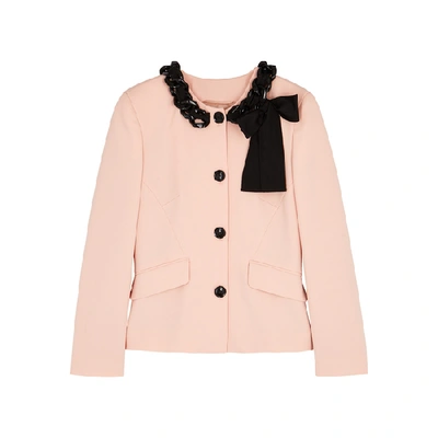Shop Boutique Moschino Pink Bow-embellished Jacket