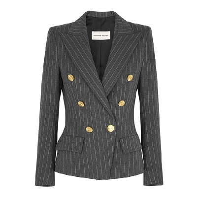 Shop Alexandre Vauthier Grey Pinstriped Stretch-wool Blazer