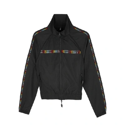 Shop Adam Selman Sport Black Crystal-embellished Shell Jacket In Black And Other