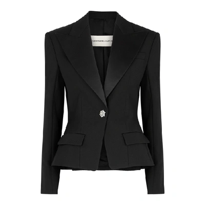 Shop Alexandre Vauthier Black Satin-trimmed Wool Blazer