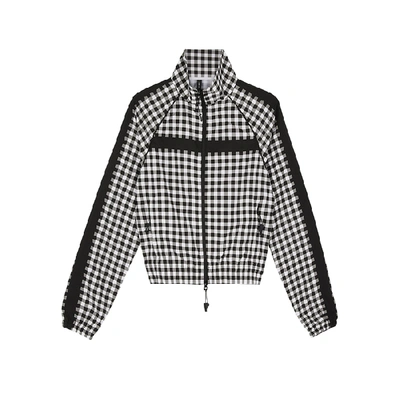 Shop Adam Selman Sport Checked Shell Jacket In Black And White