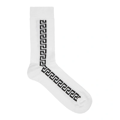 Shop Versace White Cotton-blend Socks