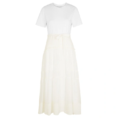 Shop 3.1 Phillip Lim / フィリップ リム Panelled Cotton And Silk T-shirt Midi Dress In Ivory