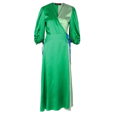 Shop Anna October Green Stretch-silk Wrap Dress